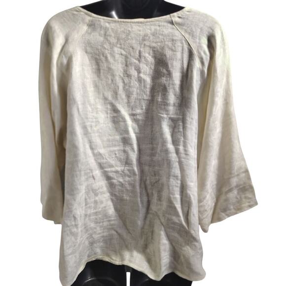 Maria Louisa B Italy Linen Boxy Top Ecru Women's Size - Picture 2 of 3